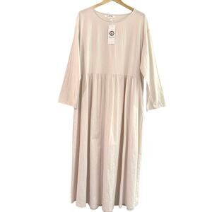 Buddha Trends Maxi Dress Size XL Mia Oversized Pleated Beige Cotton